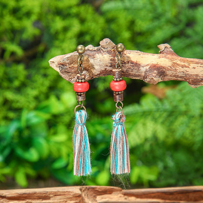Handcrafted Bohemian Long Tassel Earrings Vintage Jewelry
