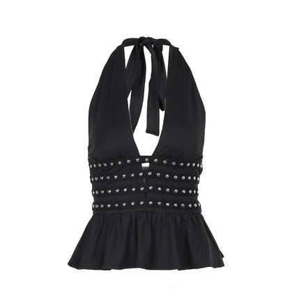 Deep V Neck Self-Tie Tank Top Stylish Casual Women's Top