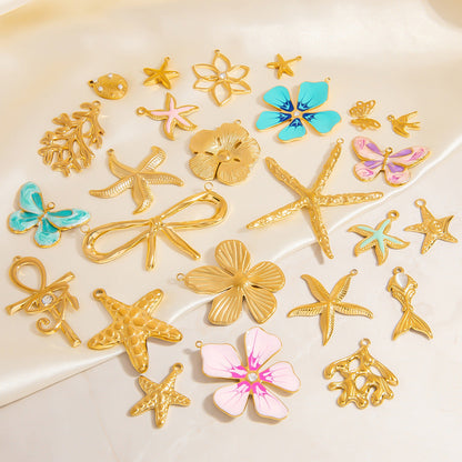 DIY Gradient Butterfly Flower Stainless Steel Pendants
