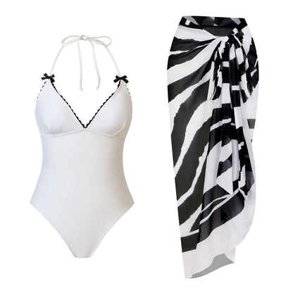 String One Piece Swimwear with Cover