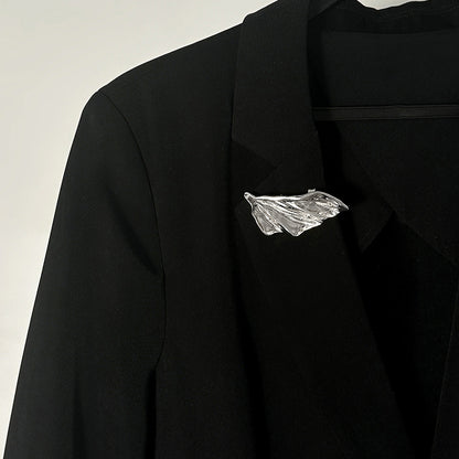Exaggerated Irregular Metal Pleated Brooch Trendy Fashion Jacket Pin