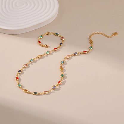 Colourful Oval Zirconia Vintage Necklace