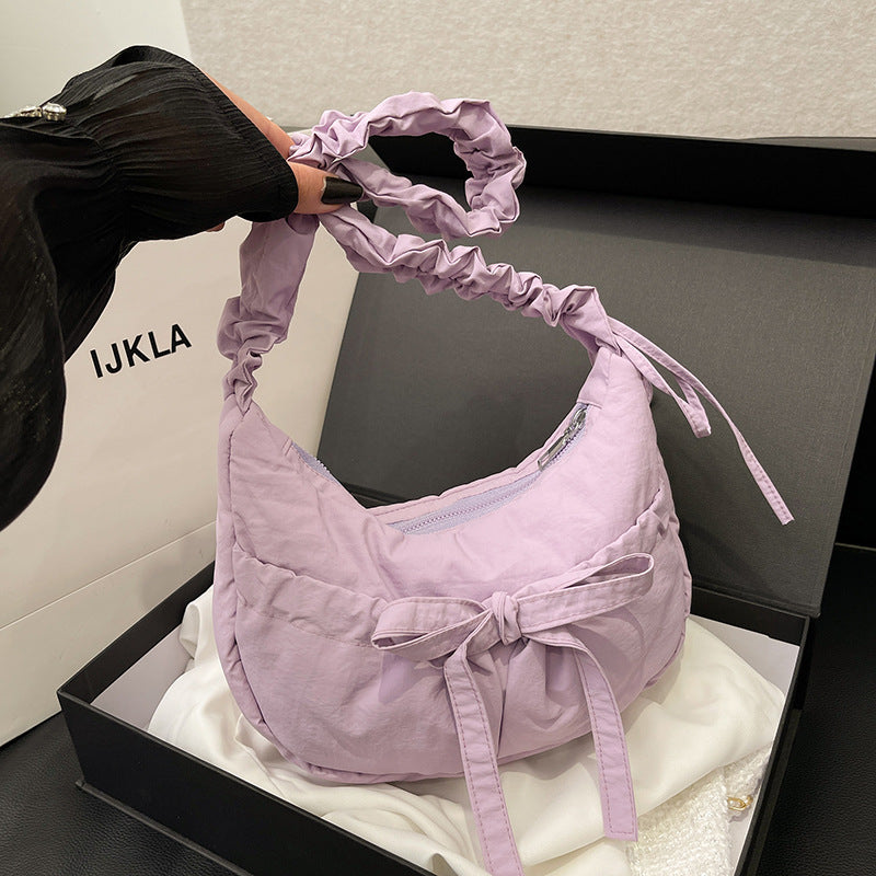 Trendy Casual Nylon Crossbody Bag With Drawstring Closure