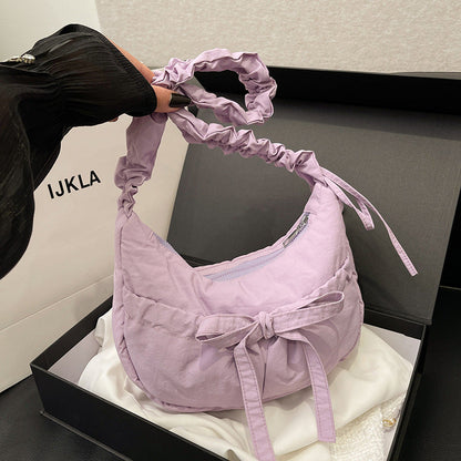 Trendy Casual Nylon Crossbody Bag With Drawstring Closure