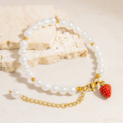 Charming Fruit Pendant Stainless Steel Bracelet Stylish Women's Jewelry