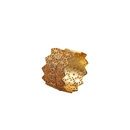 Minimalist Crown Zircon Open Adjustable Ring