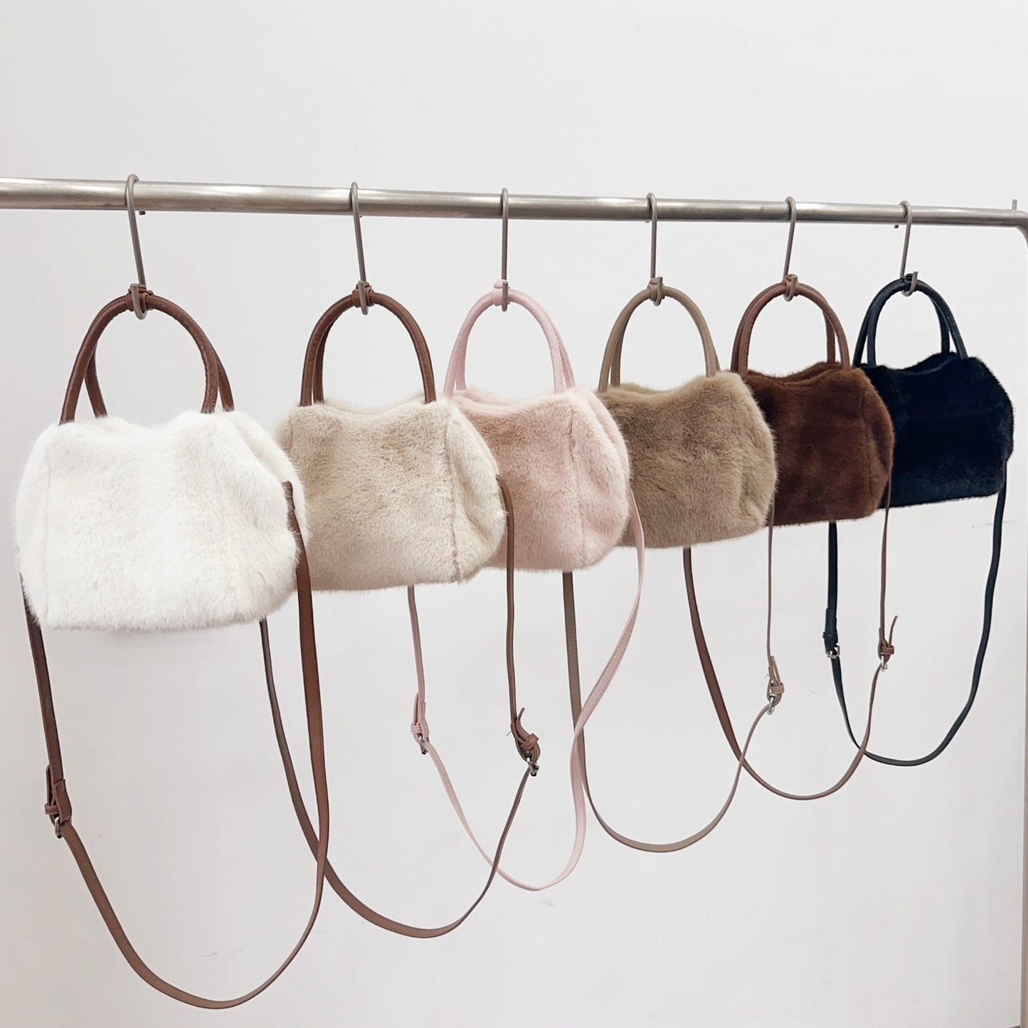 Minimalist Solid Color Fluffy Fuzzy Handbag