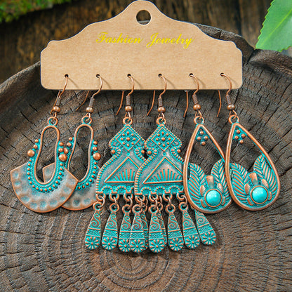 Vintage Bohemian Hollow Geometric Tassel Earrings