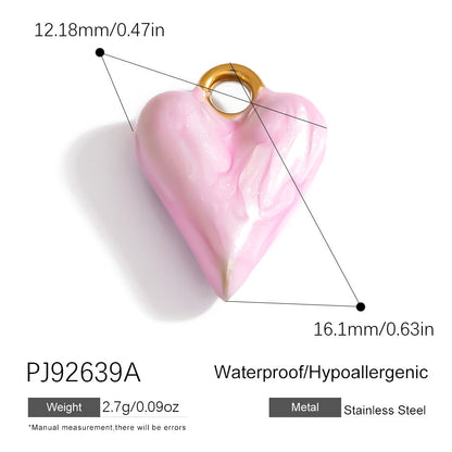 Colorful Oil-Drop Fish Heart Pendant Steel DIY Jewelry Accessories