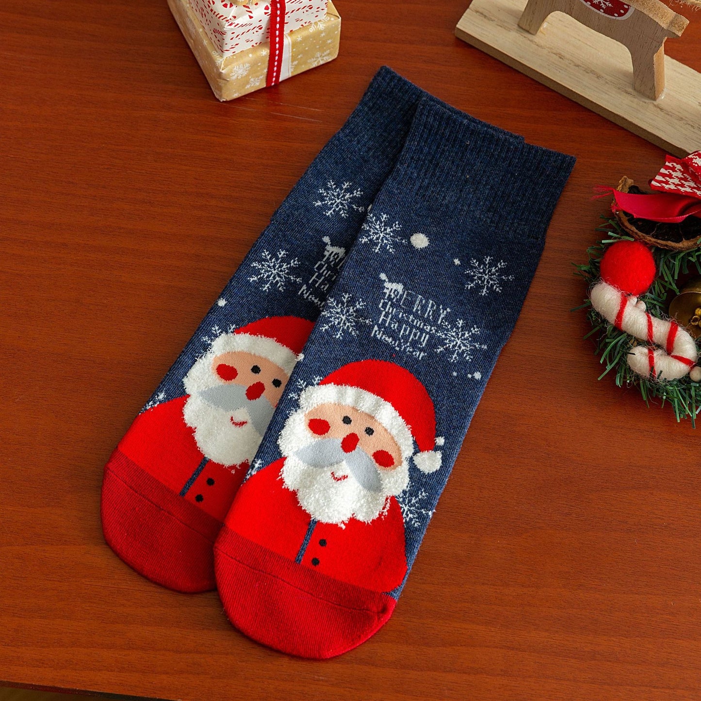 Christmas Cartoon Reindeer Cozy Crew Socks