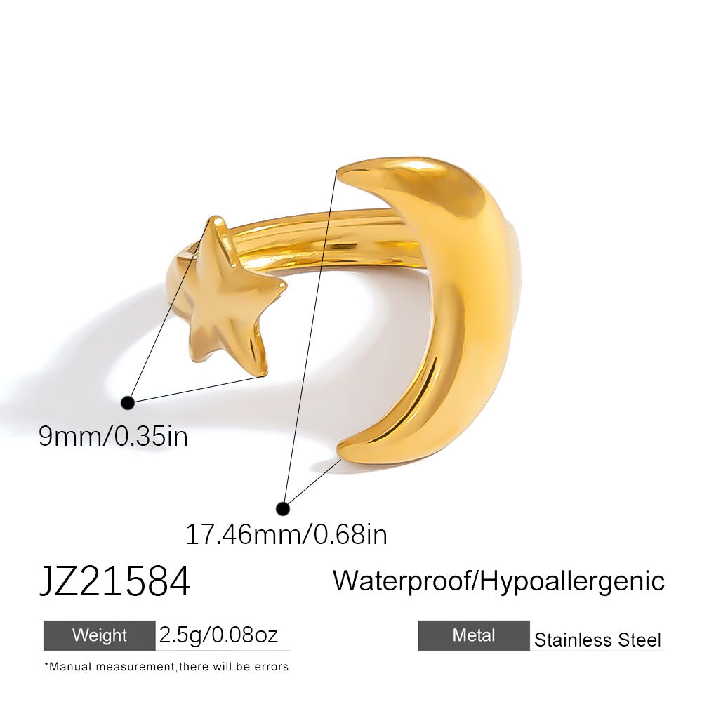SUMMLY Star-Shaped Adjustable Titanium Steel Ring Stylish Jewelry