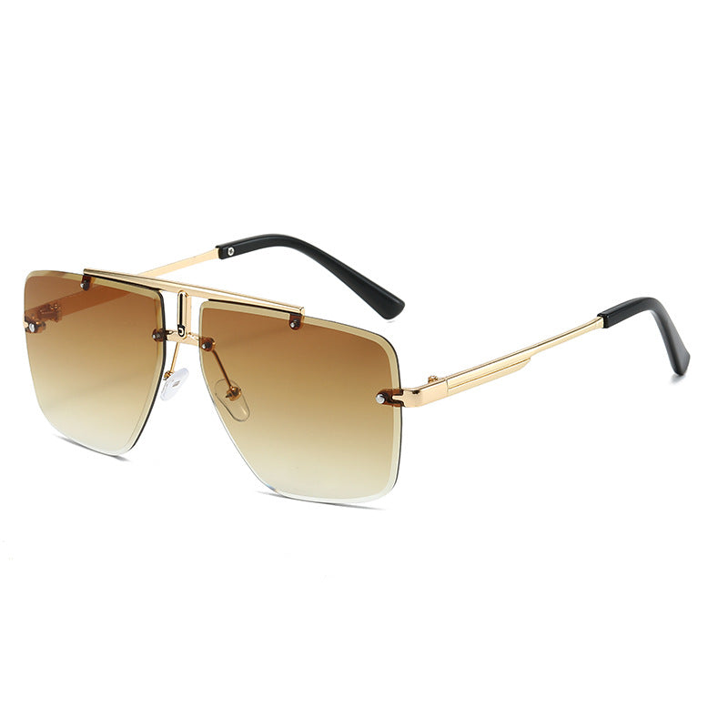 Retro Square Frame Unframed Sunglasses for Men