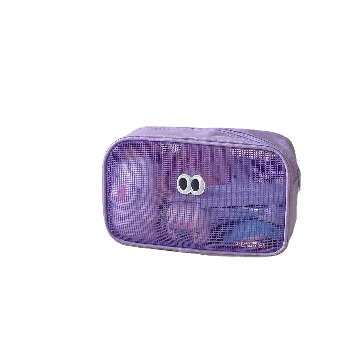 Simple Solid Color Mesh Make Up Bag