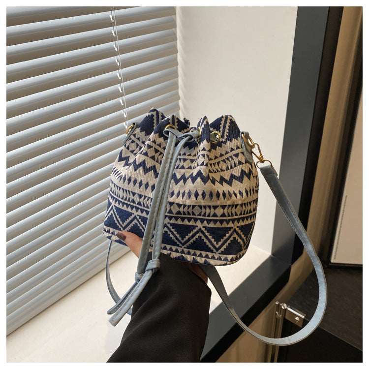 Ethnic Style Bucket Bag Casual Soft Shoulder Bag