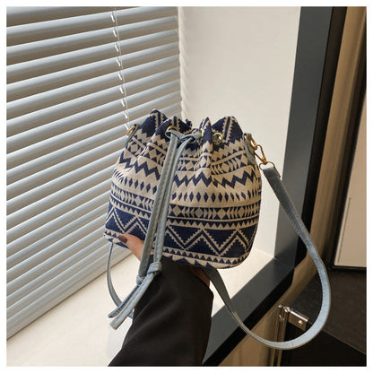 Ethnic Style Bucket Bag Casual Soft Shoulder Bag