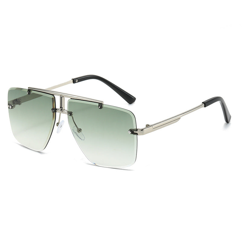 Retro Square Frame Unframed Sunglasses for Men