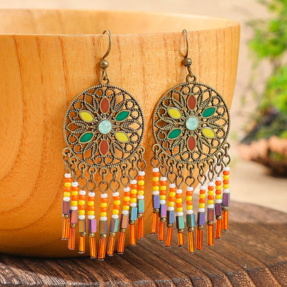 Fashion Tassel Bead Earrings for Women Stylish Vintage Jewelry