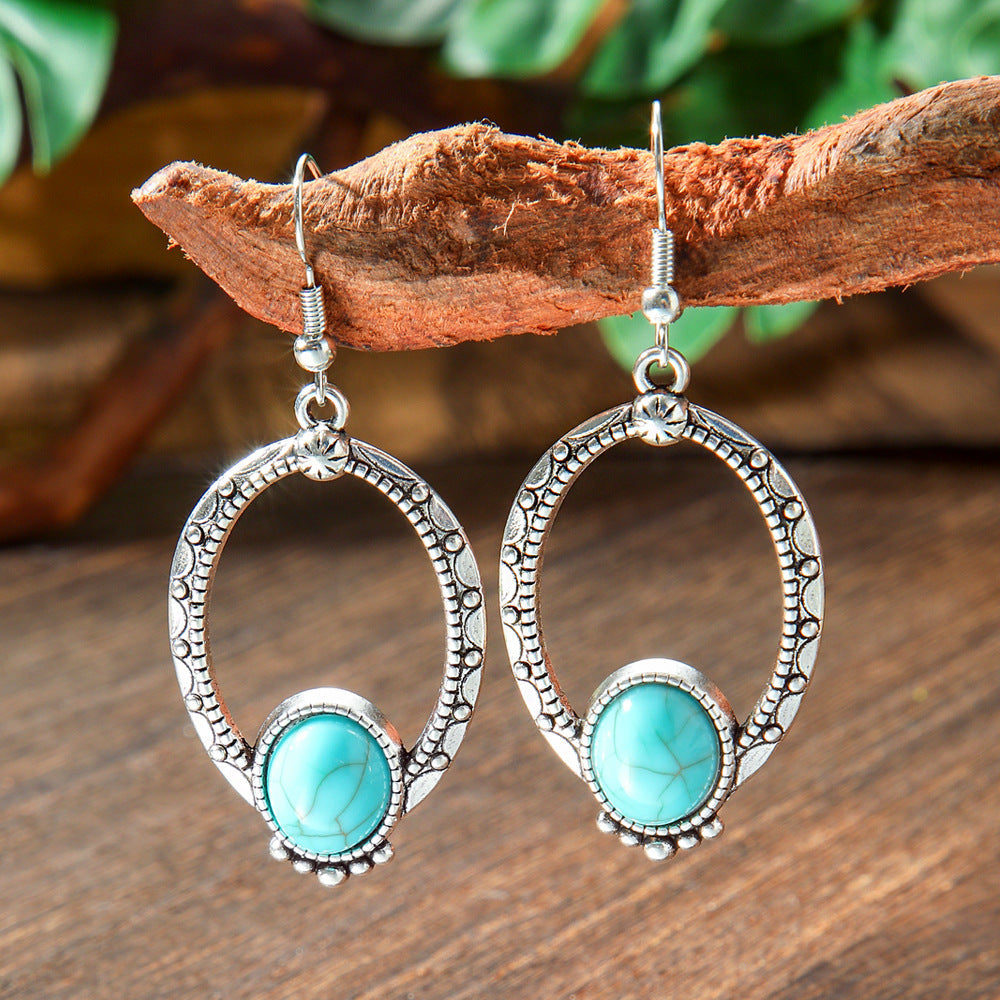 Bohemian Turquoise Earrings Vintage Style