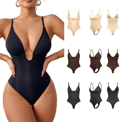 Deep V Neck Slim Fit Sexy Bodysuit For Women
