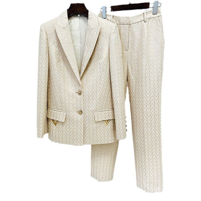 Patterned Suit Set Trendy Urban Style
