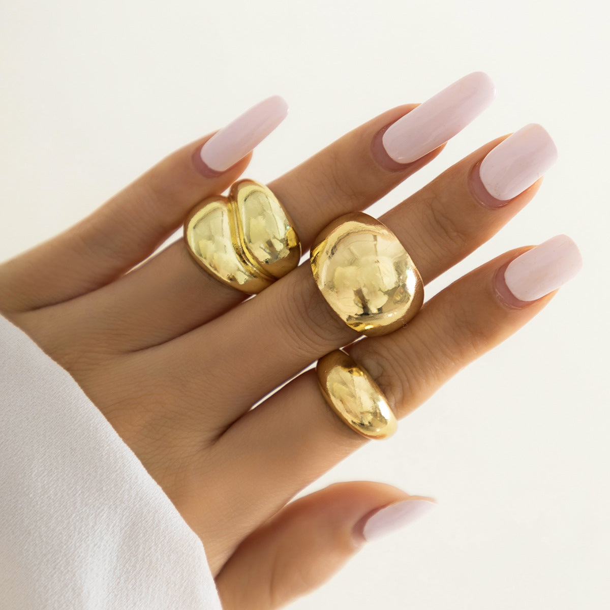 Trendy Geometric Metal Rings Set For Women