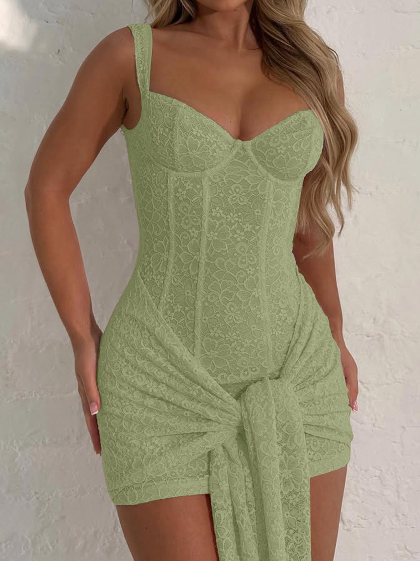 Sexy Lace V-Neck Bodycon Mini Dress