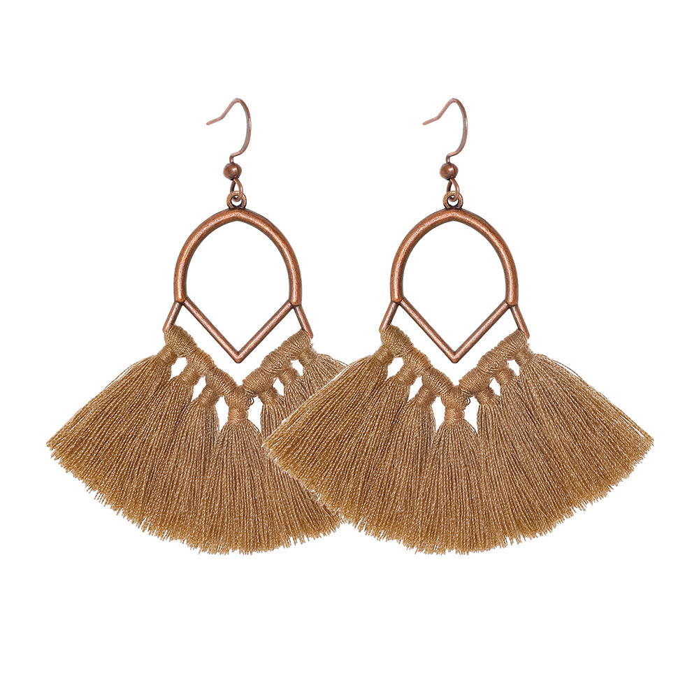 Retro Bohemian Geometric Tassel Earrings Set