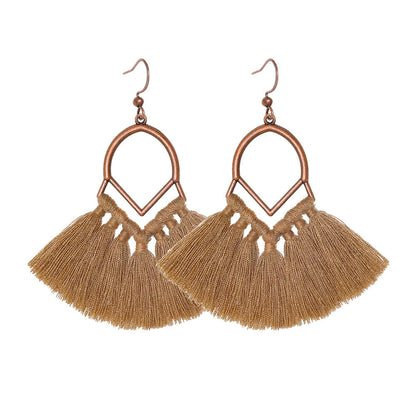 Retro Bohemian Geometric Tassel Earrings Set
