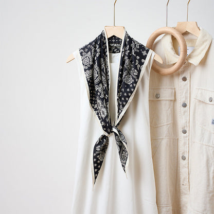 Simple Color Block Triangle Silk Scarf