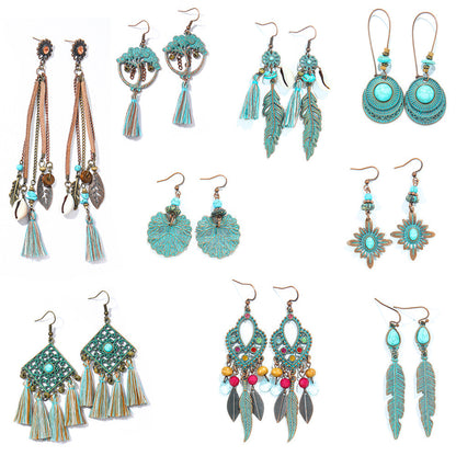 Bohemian Geometric Tassel Earrings Exotic Vacation Jewelry