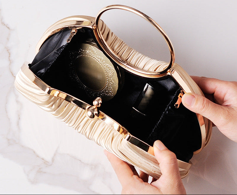 Chic Pleated Peach Evening Bag for Elegant Occasions