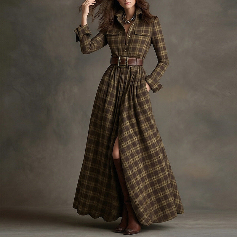 French Elegant A-Line Dress with Vintage Design
