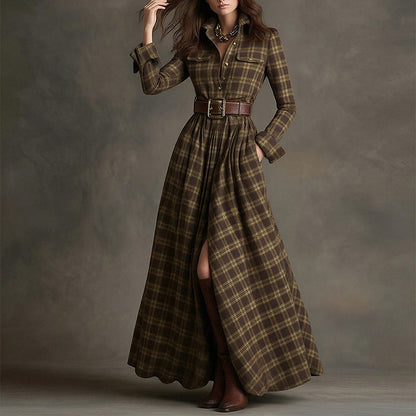 French Elegant A-Line Dress with Vintage Design