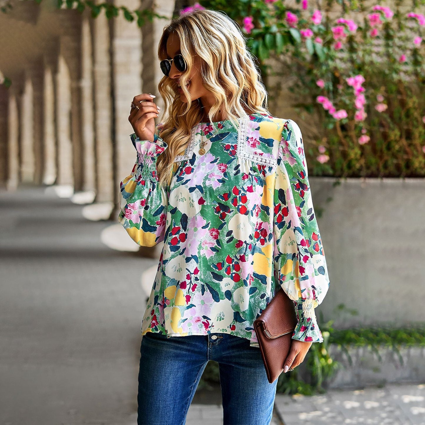 Women'S Floral Temperament Top Versatile Shirt