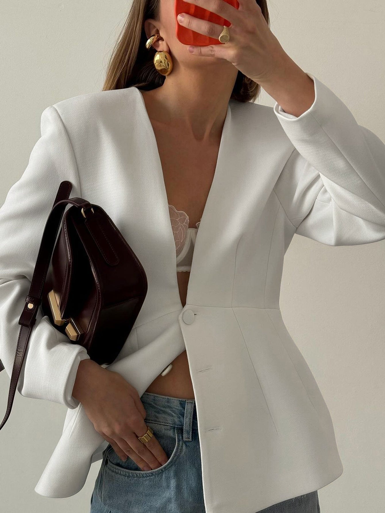 Elegant Long Sleeve Blazer for Women in Solid Colors