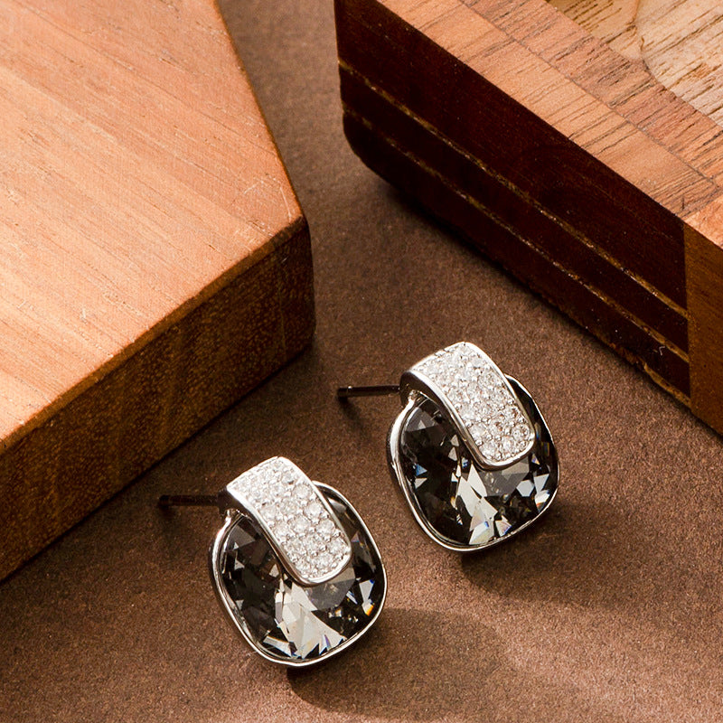Elegant Geometric Crystal Zirconia Earrings For Women