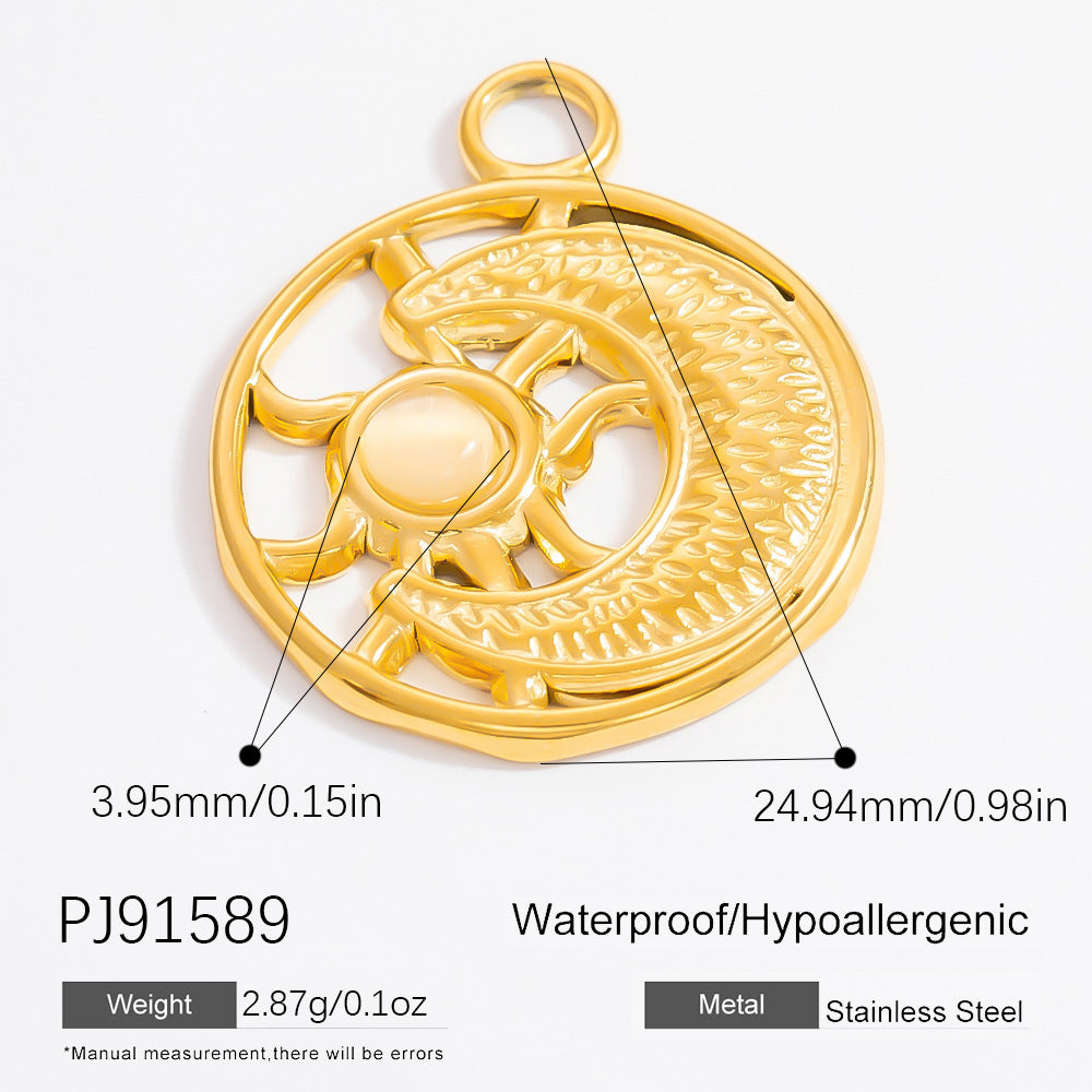 DIY Stainless Steel Moon Sun Pendant Necklace Accessories