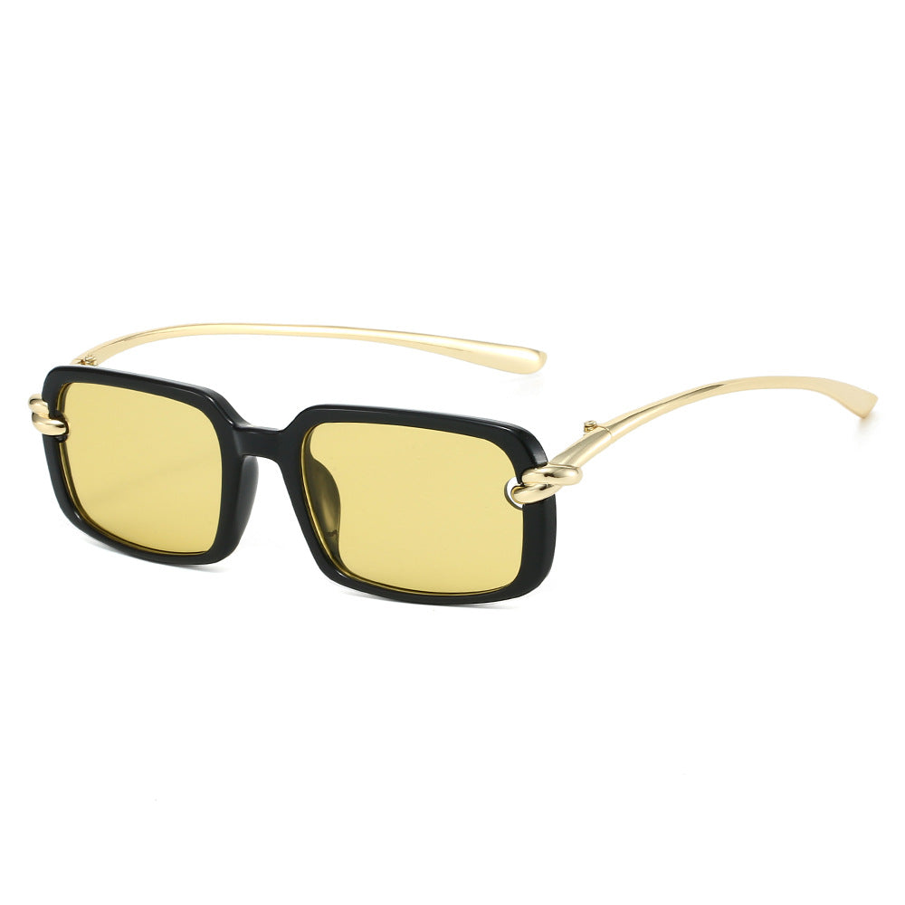 Trendy Retro Square Sunglasses with Metal Legs