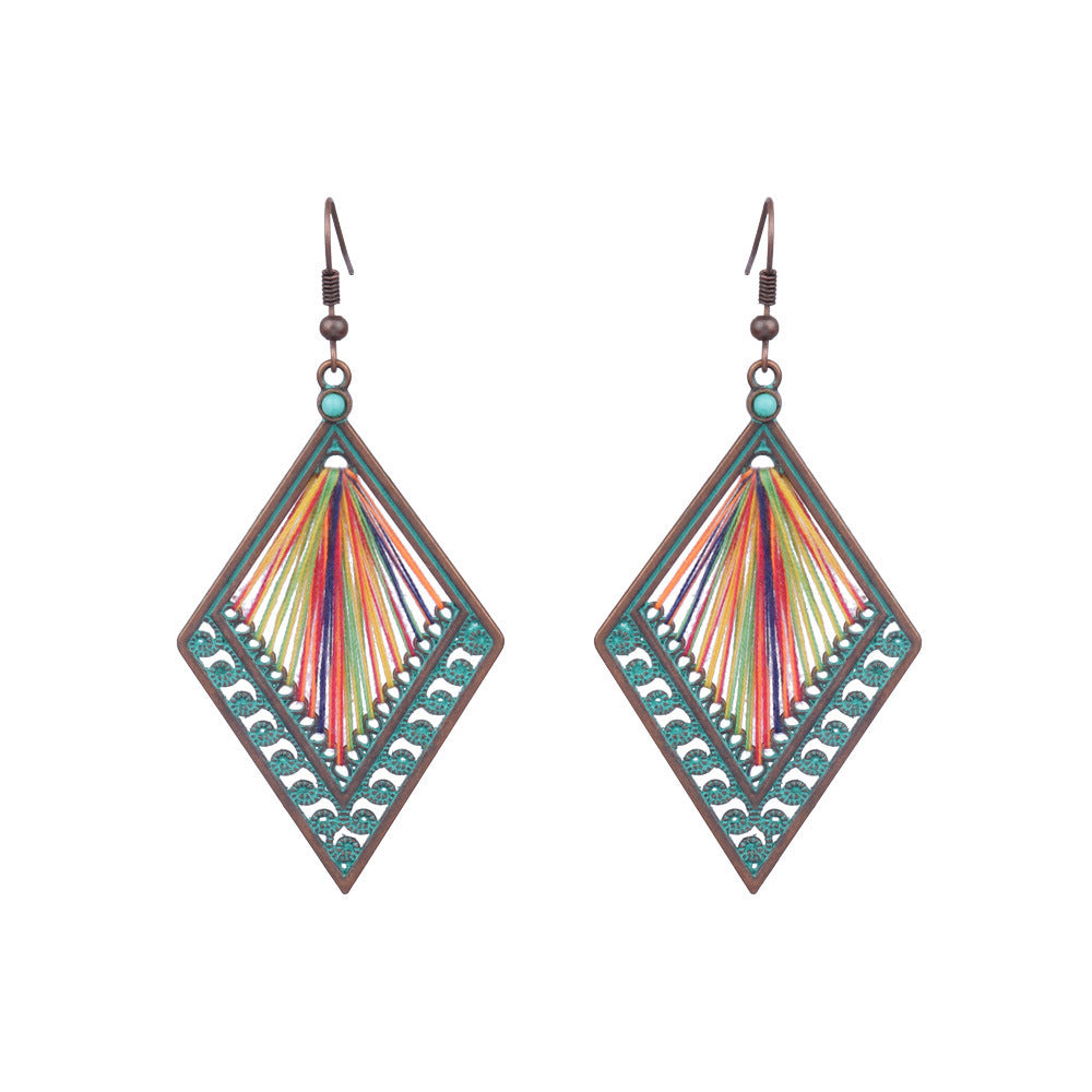 Geometric Handmade Tassel Earrings Retro Bohemian Accessories