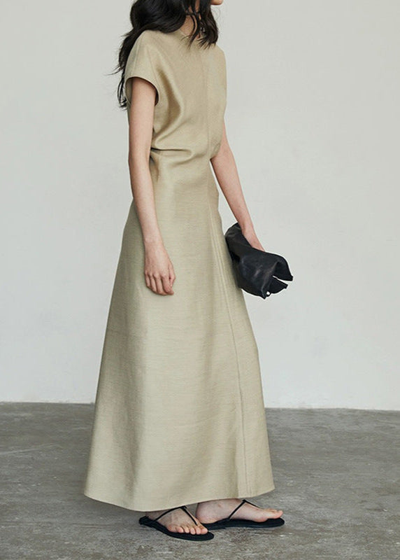 Structured Cap Sleeve Maxi Dress In Polyester