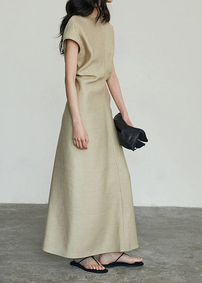 Structured Cap Sleeve Maxi Dress In Polyester