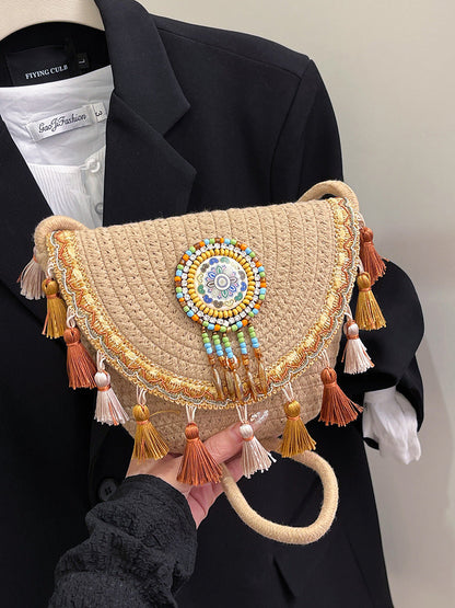 Casual Woven Shell Bag Trendy Beach Bag for Women
