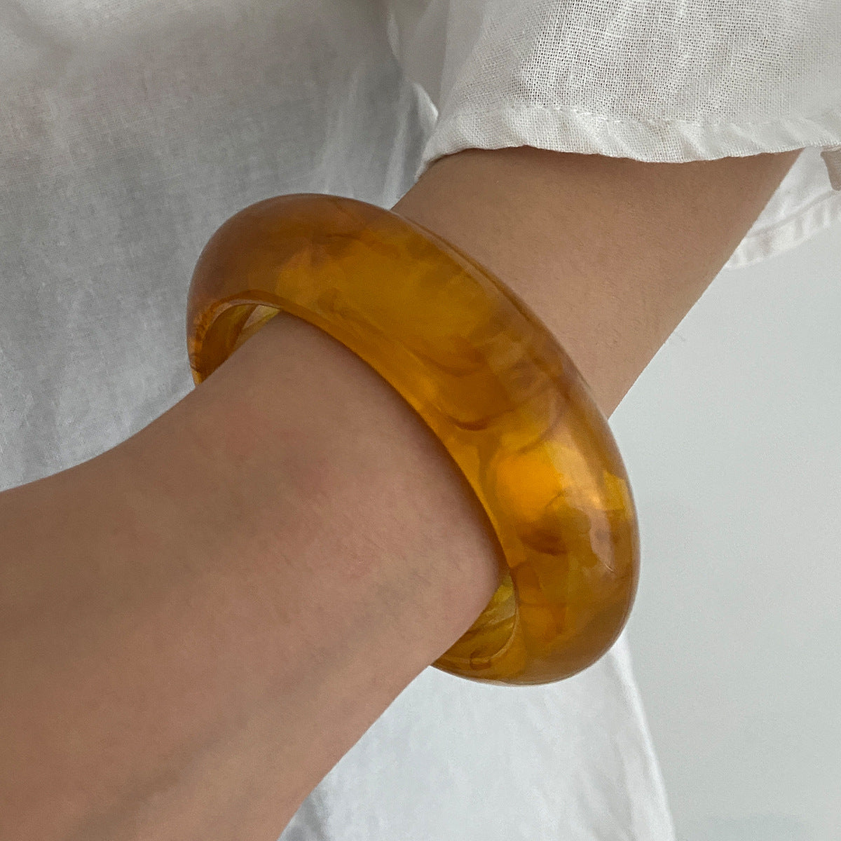 Trendy Amber Color Gradient Open Cuff Bracelet