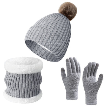 Warm Knitted Winter Scarf, Hat, and Gloves Set