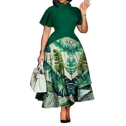 Elegant Ruffle Sleeve Maxi Dress With Pockets