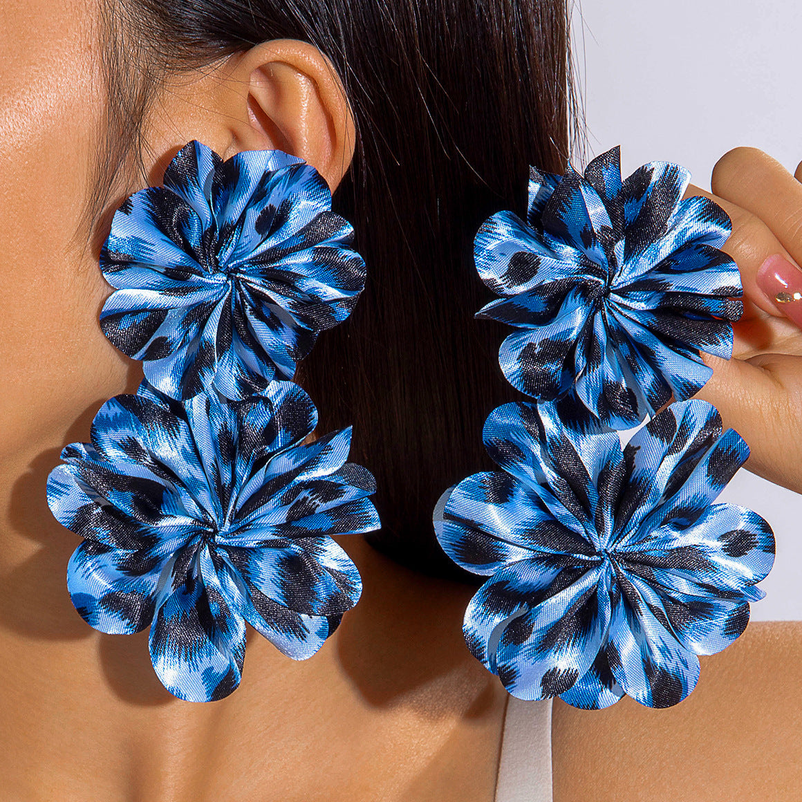 Geometric Leopard Print Resin Drop Earrings For Women