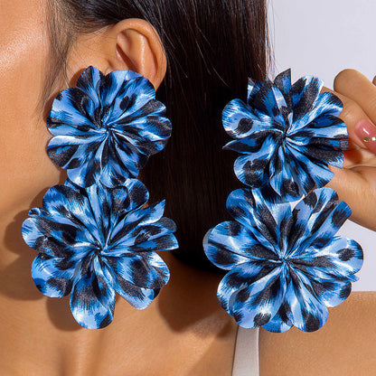 Geometric Leopard Print Resin Drop Earrings For Women