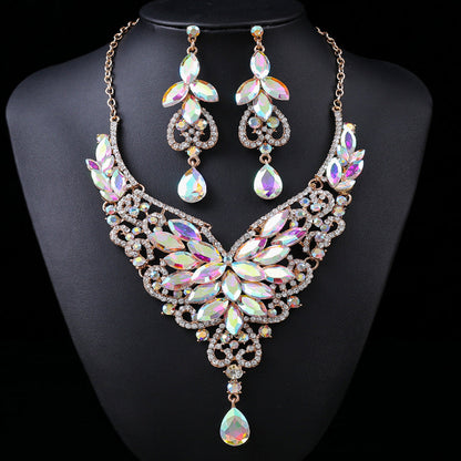 Vintage-Inspired Statement Crystal Gem Necklace Set for Women
