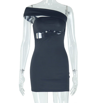 Sexy Off-Shoulder Bodycon Dress Solid Color Fashion
