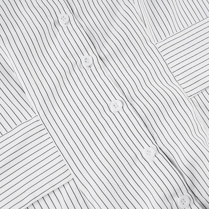 Simple Striped Button Down Tie Waist Shirt